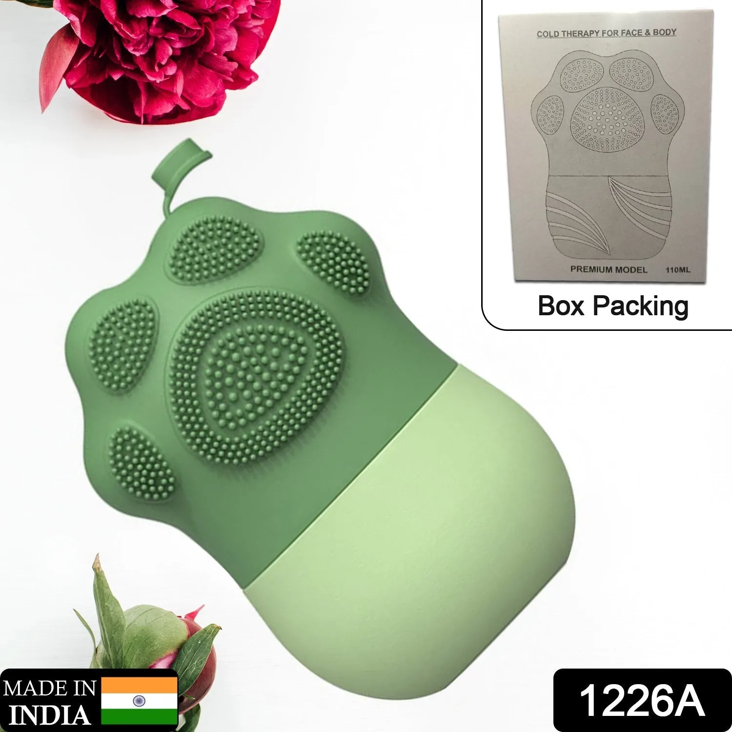 1226A Ice Roller for Face Massage & Eye, Anti-Leak Silicone Ice Face Roller Ice Mould With Cleansing Brush, Ice Facial Roller for Eliminate Edema & Calm Skin, Shrink Pore, Women Skin Care