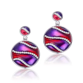 Anne Red-Purple Swirl Enamel Last Pair Earrings