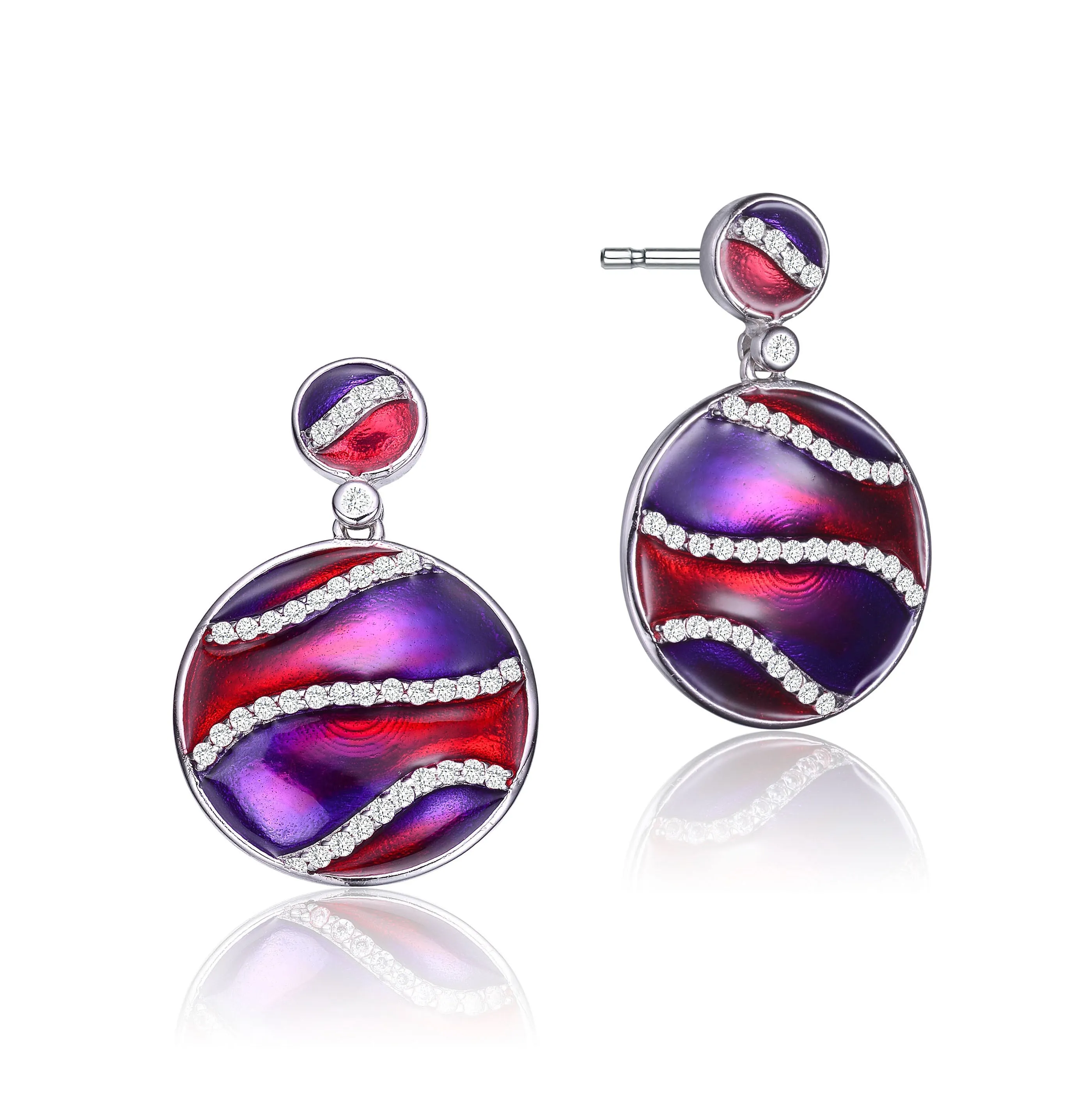 Anne Red-Purple Swirl Enamel Last Pair Earrings