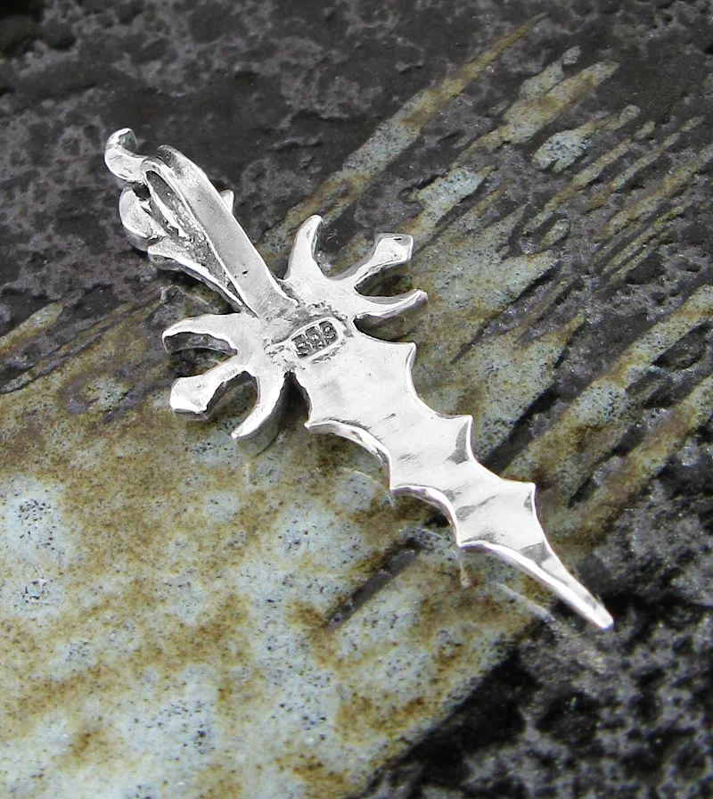 Athame Pendant With Crescent Moons and Flame, Handmade to Order - 2 Weeks
