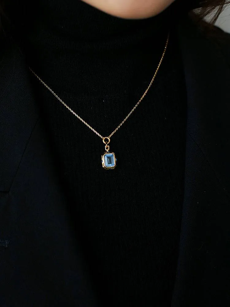 Blue Square CZ necklace