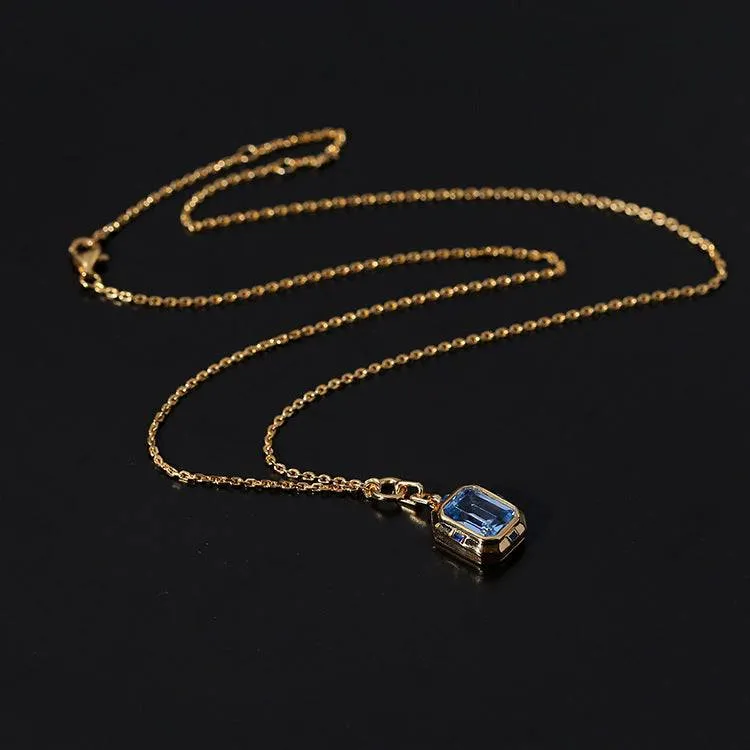 Blue Square CZ necklace