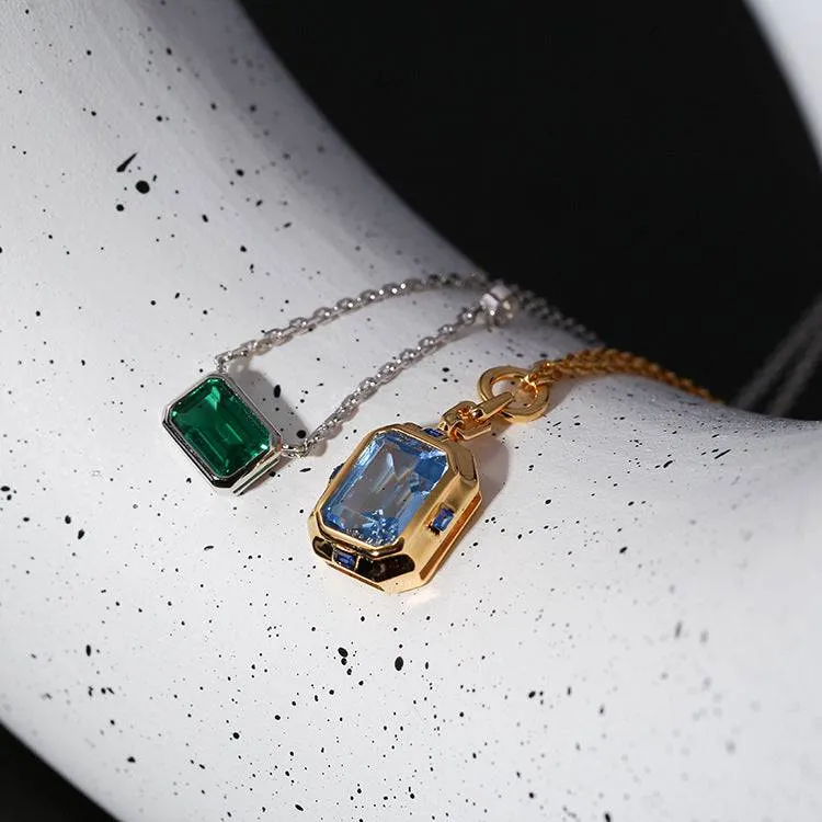 Blue Square CZ necklace