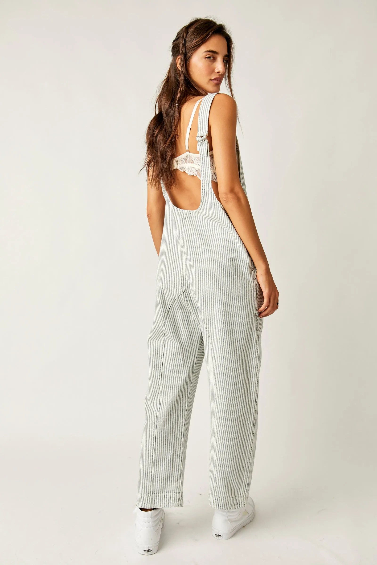 Free People High Roller Denim Jumpsuit - Stripe