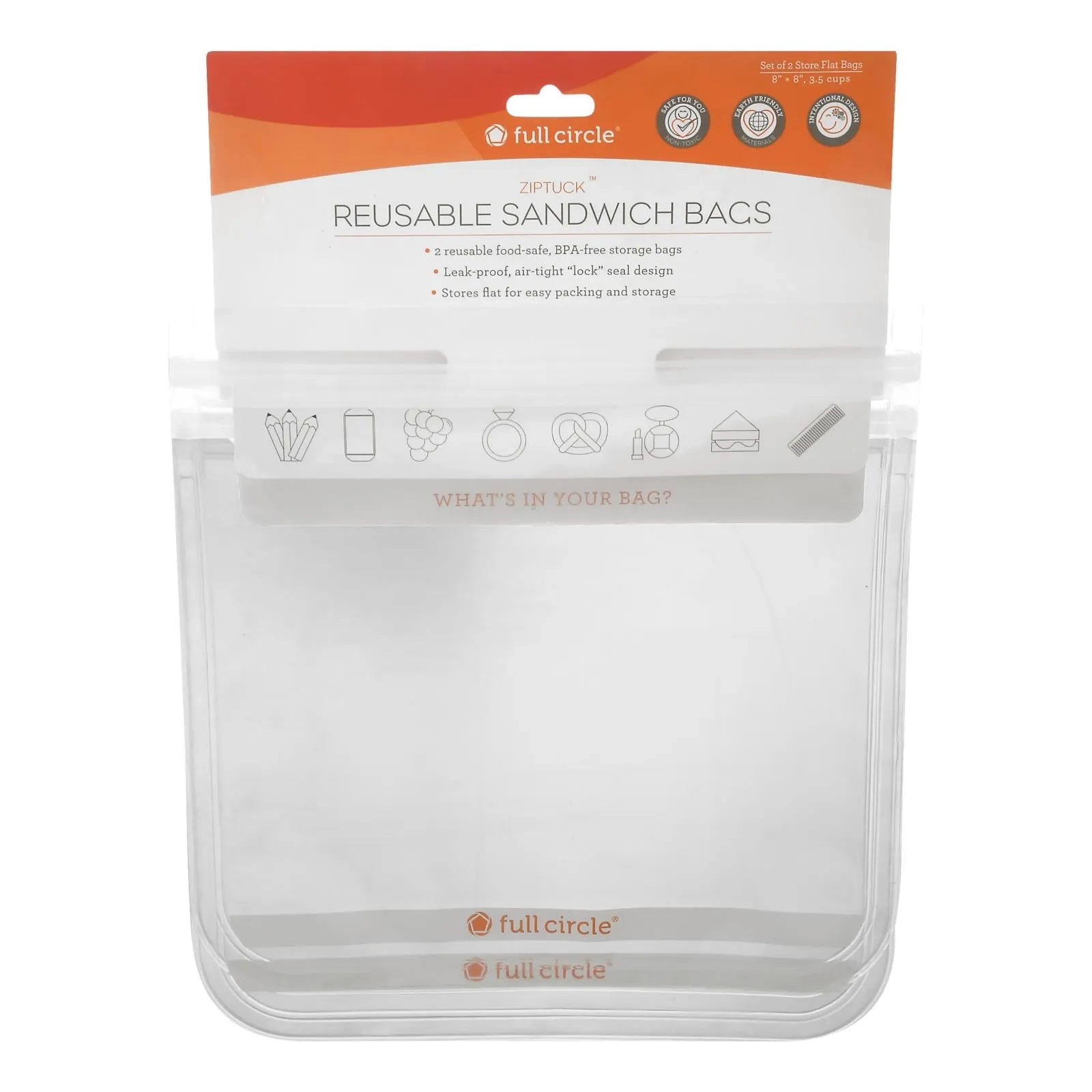 Full Circle Home Ziptuck Reusable Sandwich Bags - 2 ct (Pack of 6)