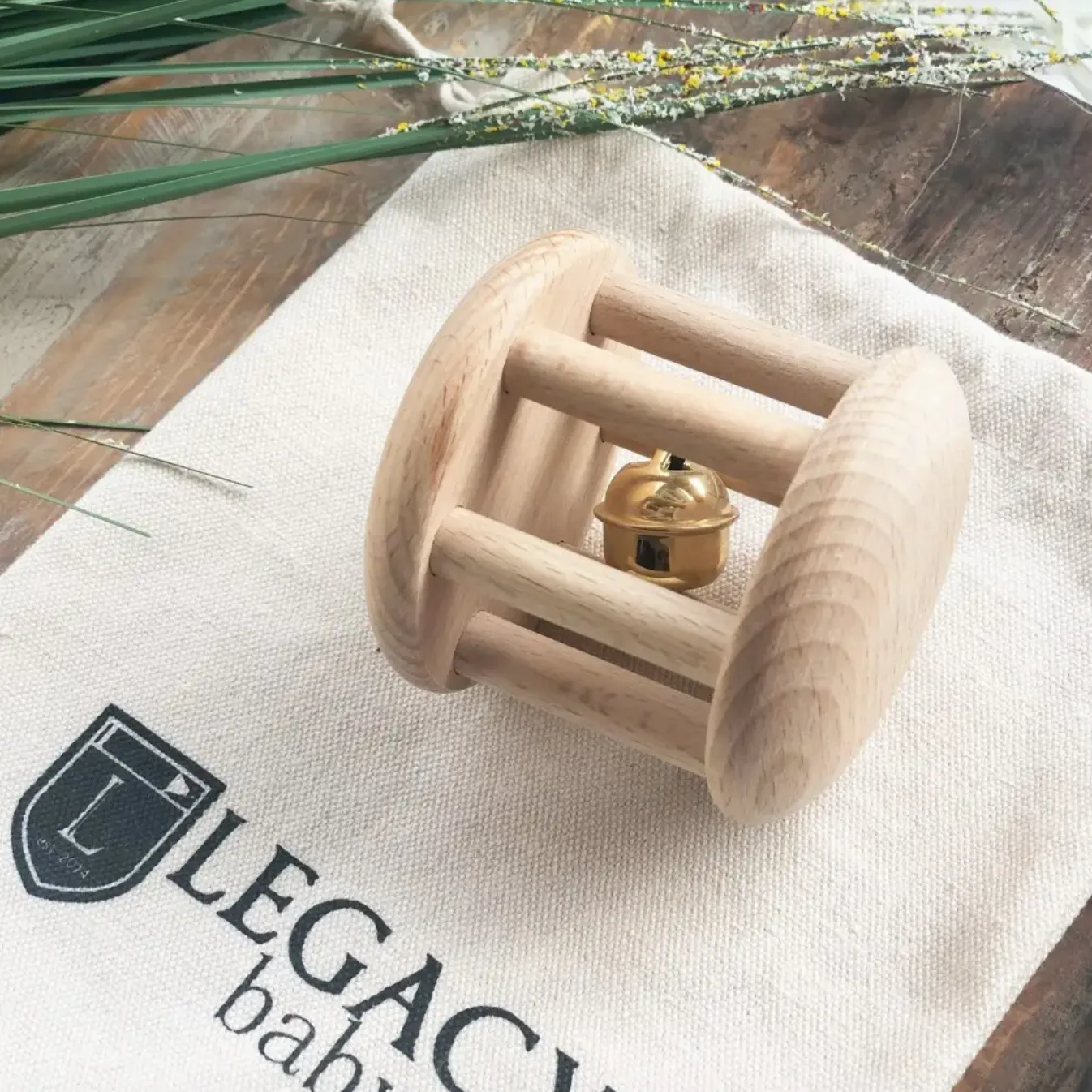 Handmade Montessori Cylinder Wooden Bell Roller