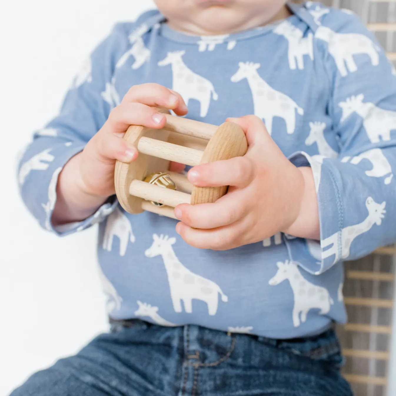 Handmade Montessori Cylinder Wooden Bell Roller