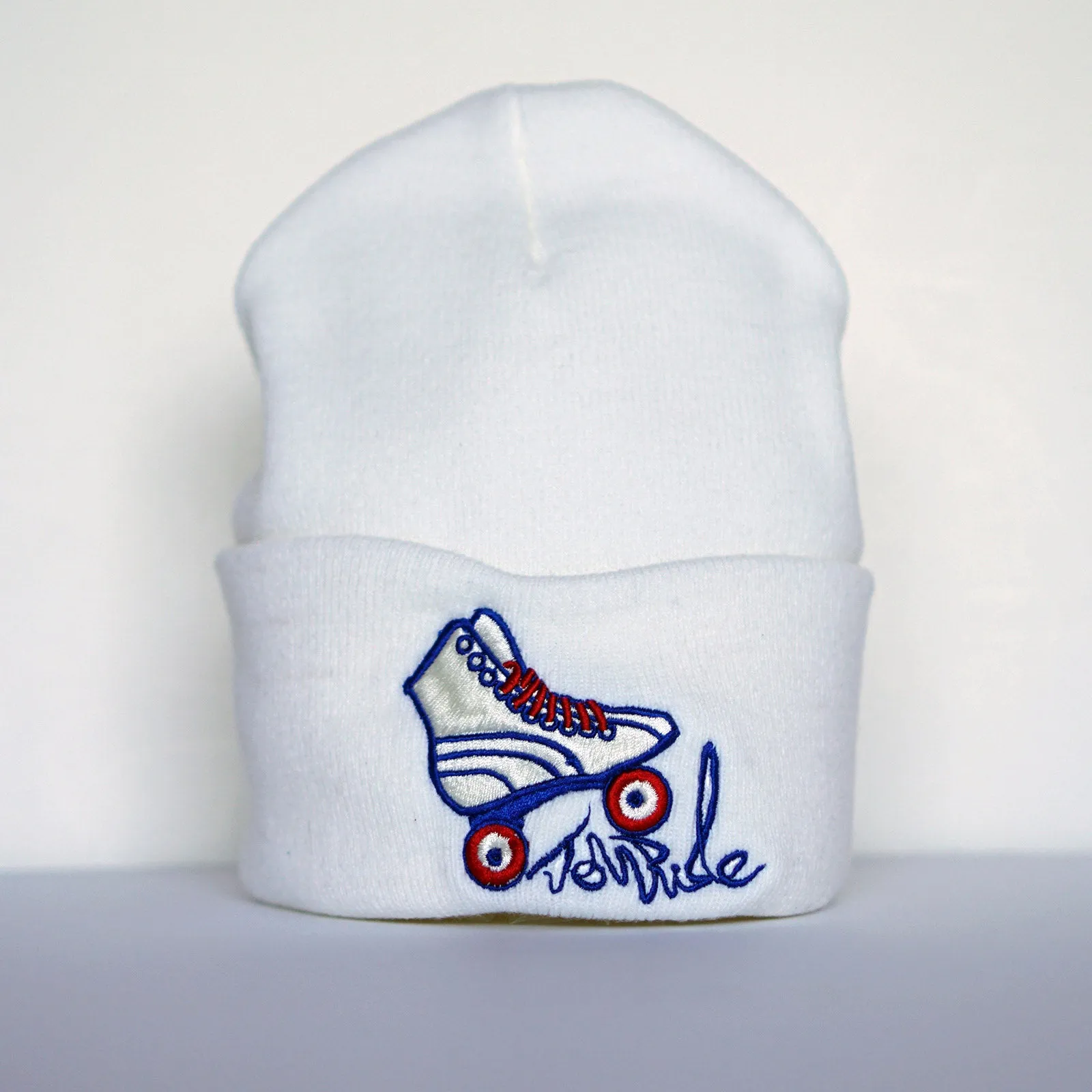 JoyRide Roller Skate Knit Cuff Beanie Cream
