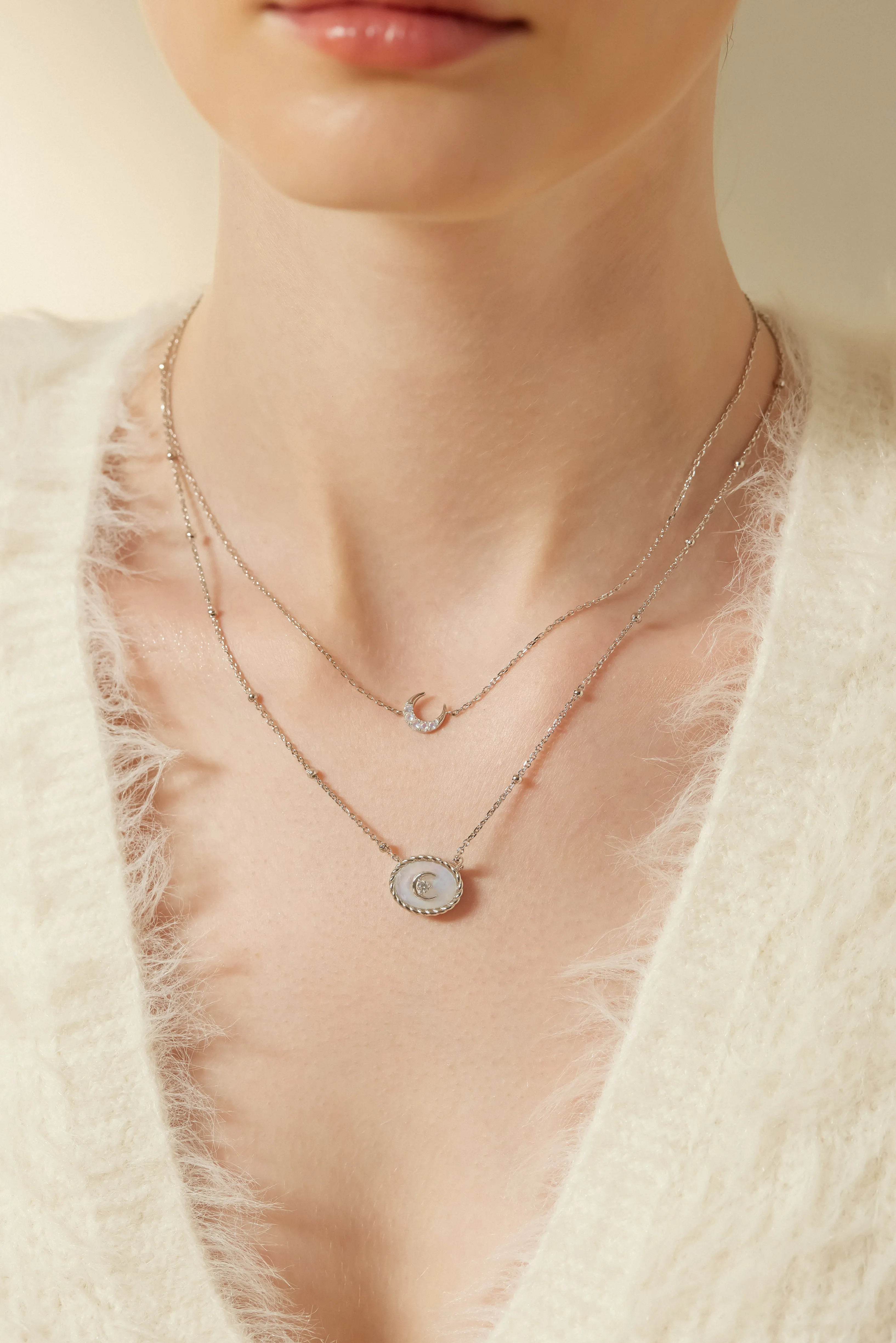Moonstone Silver Crescent Moon Necklace - Keepsake