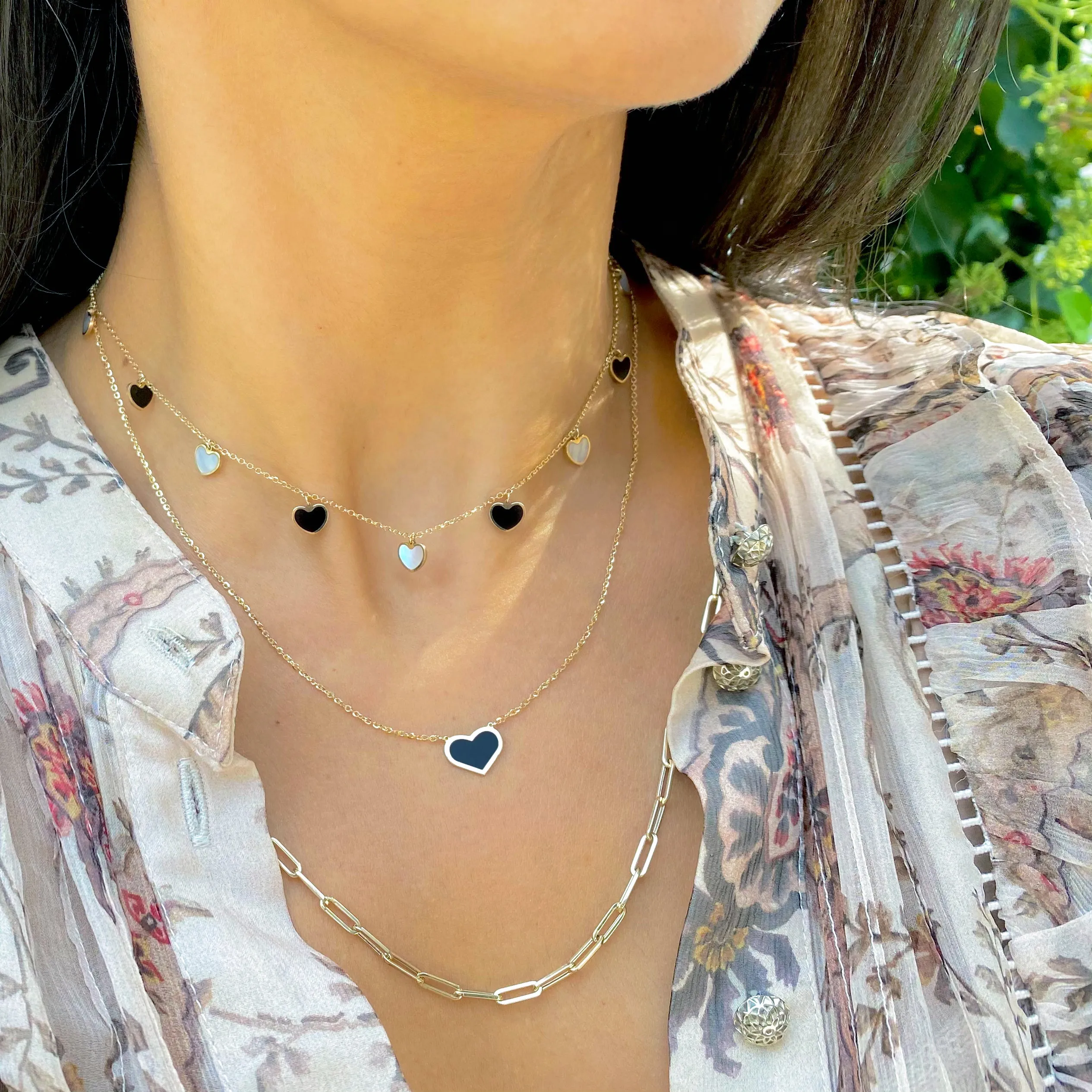 Onyx Single Heart Necklace