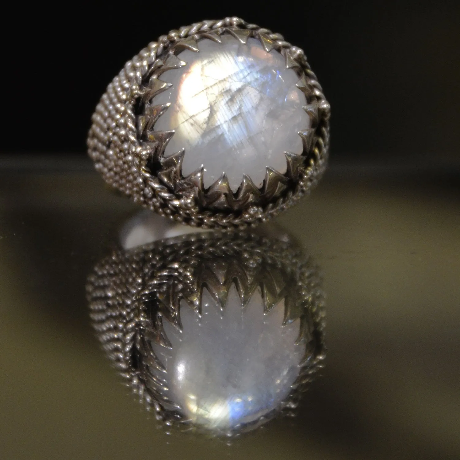 Round Moonstone Ring