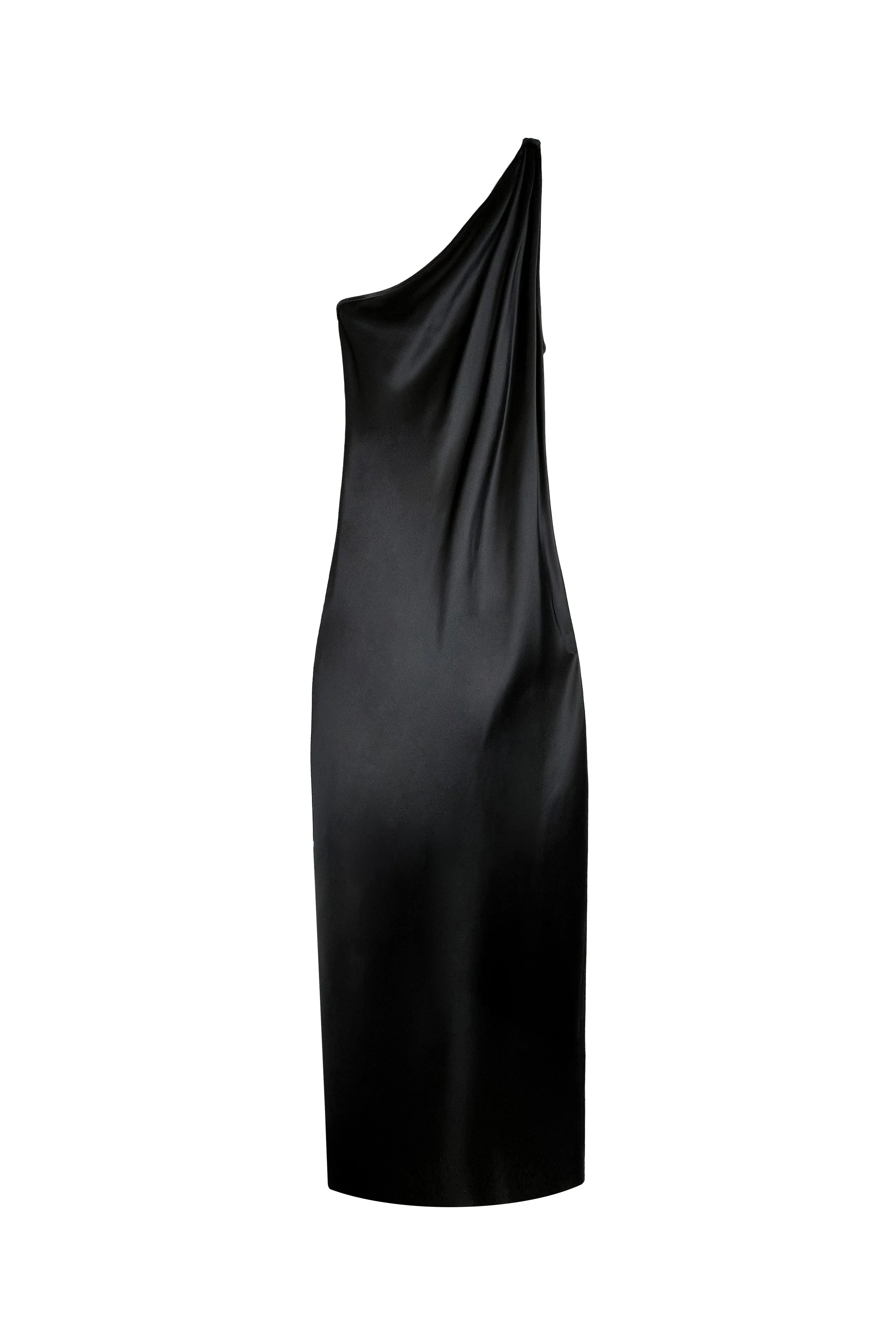 Single Shoulder Cone Dress - Black